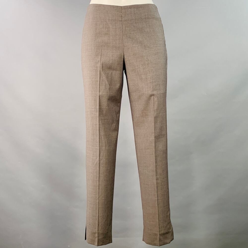 RIVAMONTI Size 4 Brown Virgin Wool Silk Narrow Leg Dress Pants